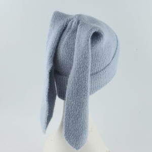 آذان أرنب طويلة معلقة قبعة صوف ناعمة للخريف والشتاء قبعة دافئة للأذن كرتونية لطيفة ملونة محبوكة - Product Image 4