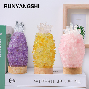 Bán Buôn Tự Nhiên Rõ Ràng Rose Quartz Dứa Hình Đèn Chữa Bệnh Đèn Pha Lê - Product Image 2
