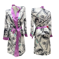Kimono Long en tricot pour femmes, peignoir grande taille, vêtements de nuit en satin, Robes d'argent pour femmes