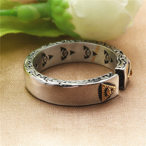 Stainless Steel Freemason Eye <b>Ring</b> Geometric Design Unisex Jewelry Gift - Product Image 2