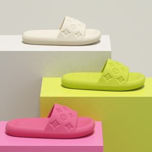 Fashion Design Custom Flat Soft Emboss Flower Upper Outdoor Home Women slippers Sandals - Product Image 3