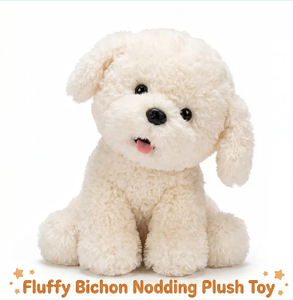 Peluche Interattivo di Cucciolo Bichon con Testa Inclinabile, Brillante e Adorabile, Imbottito in Cotone PP, Canta e Parla - Product Image 2
