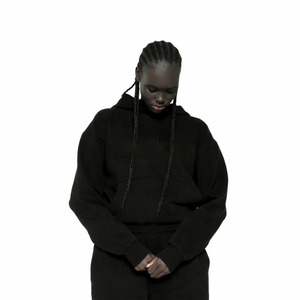 Sweat-shirt à capuche unisexe surdimensionné de haute qualité, solide, lourd, avec logo de poche imprimé, strass, fabrication conviviale - Product Image 2