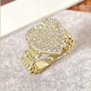 Dropshipping Fashionable pink diamond heart-shaped <strong>ring</strong> for women adjustable <strong>opening</strong> Gold plated Nugget Iced Out zircon <strong>ring</strong> - Product Image 4
