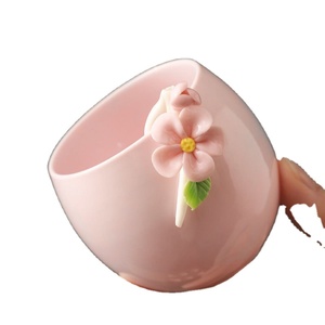 Thanh lịch cốc gốm handmade Fancy hoa cốc cà phê sứ Tea Cup quà tặng cho phụ nữ hoa trà cup - Product Image 2