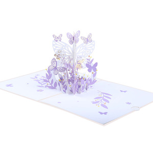 การ์ดอวยพรแบบป๊อปอัพลายดอกไม้รูปผีเสื้อ3D การ์ดสีม่วงของขวัญสำหรับผู้หญิงภรรยาลูกสาวคุณแม่คิดแบบ<span class=keywords><strong>วัน</strong></span> - Product Image 1