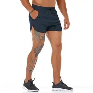 Wholesale Gym Wear Cross Shorts Mens Fitness Workout Short Sports Running Shorts With Inner Compression Shorts For Men