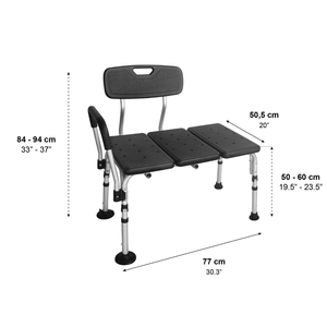 Siège de bain pour adulte avec poignée, banc de transfert noir pour personnes âgées PEPE P30019 - Product Image 3