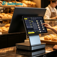 Sistema POS Android Personalizado de Fábrica, Pantalla Dual de 15.6+10.1 Pulgadas, Ultra Delgado, Aleación de Aluminio, con Certificación CE ROHS, para Tiendas Minoristas