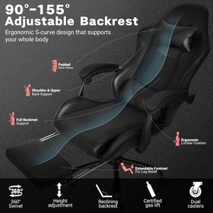Chaise de jeu robuste et confortable pour ordinateur, inclinable, design racing élégant, pour joueurs adultes - Product Image 4