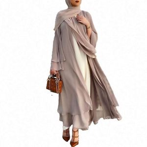 Abaya longue en laine tissée pour femmes, manches longues, vêtements musulmans islamiques, hijab décontracté - Product Image 1