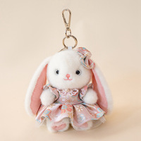 Porte-clés personnalisé en peluche lapin mignon, style robe de princesse, poupée lapin en peluche douce, adorable mini pendentif lapin en peluche