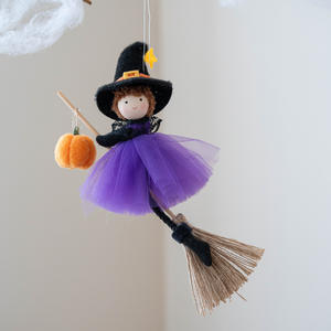 Nuevas decoraciones de Halloween para colgar en la pared, escoba de calabaza, muñeca de bruja, decoraciones para fiestas en casa, suministros, accesorios de ambiente festivo - Product Image 4