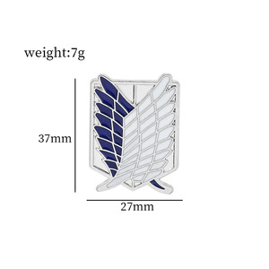 Anime giapponese attacco alla spilla in smalto titano Eren Jaeger Mikasa Ackerman Jiyuu No <span class=keywords><strong>Tsubasa</strong></span> Cartoon spilla distintivo regalo all'ingrosso - Product Image 4