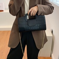 Sac à bandoulière pour femme, motif crocodile, avec fermeture éclair et doublure en polyester – Simple, polyvalent et décontracté