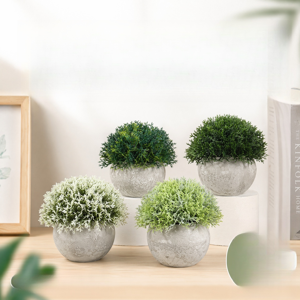 Mini Topiary Evergreenwrap Artificial Potted Plant Cross Border Desktop Decor Semi ...