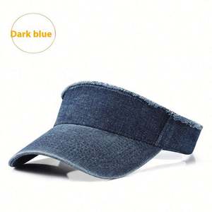 Fashion Trendy Girl <b>Lady</b> Frayed Edge Denim Sun <b>Hat</b> Visor Cap Custom Logo Cotton Jean Women Men <b>Summer</b> Sports Cap - Product Image 4