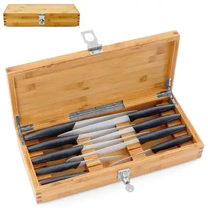 Lock Safe Secure Knife Organizer Bamboo Kitchen Storage Box magnetic bar knives drawer knife holder