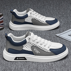 รองเท้าผ้าใบผู้ชายแฟชั่นฤดูร้อนสีขาว สไตล์สปอร์ต ลำลอง ระบายอากาศได้ดี ผ้าตาข่ายและผ้าแคนวาสแบบโปร่ง  ใส่ได้กับทุกชุด  แบบผูกเชือก - Product Image 3