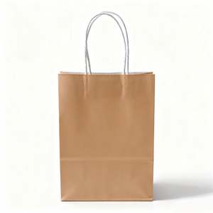 Sacs en papier kraft personnalisés KM, sacs en papier recyclables à emporter avec poignée pour les cafés - Product Image 3