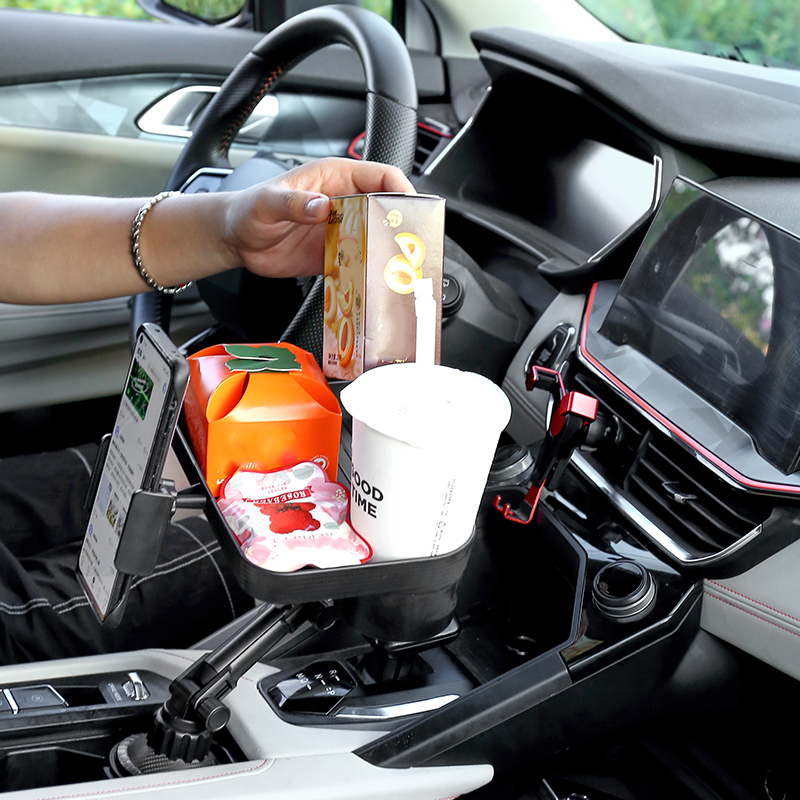 3-in-1 Durable Plastic Car Cup Holder Tray with Phone Stand Suction Cup Bracket | Yiwu Chongteng Aut