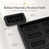 Boîte de présentation carrée en cuir PU de haute qualité pour pierres précieuses, plateau à bijoux pour diamants en vrac, design moderne, portable, fermeture à bouton, cadeau