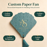 Abanico de Papel Rosa Personalizado con Borde Festoneado, Tarjeta de Agradecimiento para Boda, Abanico de Papel para Boda