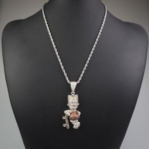 Pendentif Simpson mignon en cuivre avec charme hip-hop personnalisé, prix avantageux, pierre CZ ronde taille brillant 5A - Product Image 4