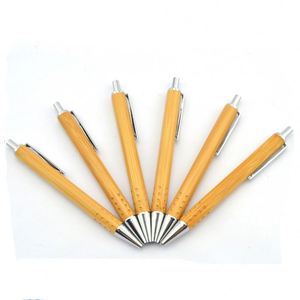 Stylos en métal à clip écologiques de styles variés, papeterie en bambou - Product Image 3