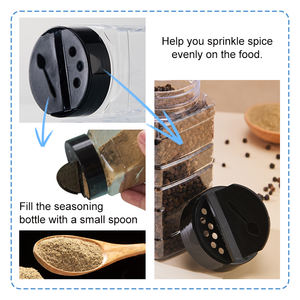 Bocaux à épices <span class=keywords><strong>en</strong></span> plastique avec couvercle noir, flacons à épices <span class=keywords><strong>en</strong></span> plastique, contenants vides pour assaisonnements, pour le stockage d'épices, d'herbes et de poudres - Product Image 2
