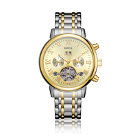 Montre mécanique classique DIFFUL pour homme avec date automatique, luminescente, multifonction, squelette, tourbillon, chronographe, acier inoxydable, cristal