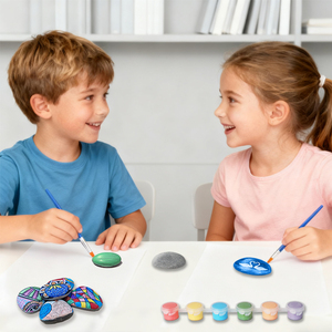 Set di Giocattoli per Disegno WAYEE, <span class=keywords><strong>Mini</strong></span> Kit di Pittura in Plastica, 6 Pietre Dipingibili, Occhi Mobili, Adesivi Gemma, Colori Acrilici, Pennelli, 6,5 Pollici - Product Image 2