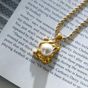 จี้สร้อยคอลูกแพร์สีทอง18K สำหรับผู้หญิงสร้อยข้อมือไข่มุกเงินสเตอร์ลิง925 - Product Image 3