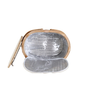 Cesta de Regalo para Picnic ZHIQUAN, Ovalada, de <span class=keywords><strong>Mimbre</strong></span>, Ratán, Aislada, Ecológica, Multifuncional, con Tapa de Bambú - Product Image 5