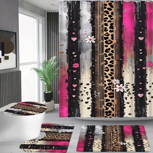 Cortina de Ducha Floral de Poliéster, Cortina de Baño con Impresión Digital Personalizada, Juego de Cortinas de Ducha Impermeables, Venta al por Mayor 9 - Product Image 3