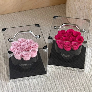 Fleurs Éternelles Saint-Valentin 2026 – Seau Cadeau Portable Ornements Longue Durée 3-5 Ans Qualité Supérieure Marque ShanYue 22cm - Product Image 1