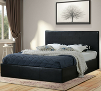 Cadre de lit Queen en bois de pin européen, sommier à ressorts, noir, mobilier de chambre Villa, hypoallergénique, design moderne