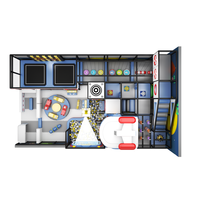 Équipement de terrain de jeux intérieur sur le thème de l'espace avec trampoline, piscine à balles, toboggan spatial, parcours d'obstacles, jeux souples, personnalisable pour enfants