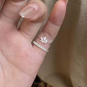 Bague en argent pur S925, feuille d'érable, style coréen cool, exquis, simple, superposé, cercle uni, incrustation, licence privée - Product Image 3