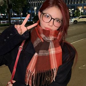 Long Plaid <strong>Scarf</strong> Winter Warm Muffler <strong>Scarf</strong> Fashionable Versatile <strong>Scarf</strong> Polyester <strong>Cashmere</strong>-<strong>like</strong> Material - Product Image 1