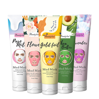 Masques faciaux, étiquettes privée, vente en gros, soins pour la peau, masque nettoyant naturel en or, fleur de lait, beurre de karité rose, boue, en argile, vente en gros