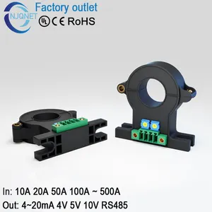 霍尔电流传感器QNDBK1-21交流dc 5A 10A 20A 30A 50A 100A 200A 300A 400A / 4 ~ 20mA钳位CT分裂芯电流传感器霍尔