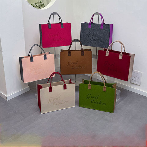 Factory Wholesale New Style Fashion Custom Color 1-3L Capacity Color Block Felt Wardrobe Storage Bag Travel Shopping Bag