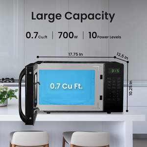 Four à micro-ondes multifonctionnel domestique 20L en acier inoxydable noir avec plateau tournant, contrôle numérique moderne et fonction grill - Vente en gros - Product Image 6