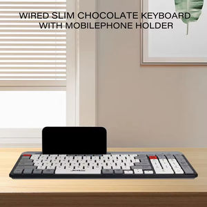 <span class=keywords><strong>Clavier</strong></span> d'ordinateur filaire et sans fil OEM 100 touches, <span class=keywords><strong>clavier</strong></span> fin filaire type chocolat avec support pour téléphone portable pour Windows, <span class=keywords><strong>Mac</strong></span>, PC, ordinateur portable - Product Image 6