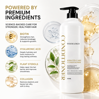 Après-shampoing à la kératine, biotine, acide hyaluronique et collagène, hydratation intense, protection thermique pour cheveux secs, abîmés par la chaleur et crépus
