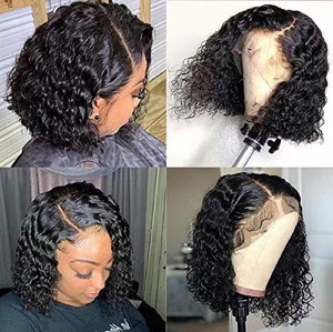 Nouvelle perruque courte bouclée pour femme, perruque synthétique à boucles fines de type africain, avec dentelle frontale, vente en gros - Product Image 5