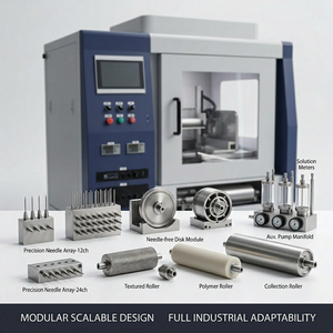 เครื่องอิเล็กโทรสปินนิ่ง SR-100 ประสิทธิภาพสูง แบบหลายช่องทาง ระบบม้วนต่อม้วน สำหรับการผลิตเส้นใยนาโนอุตสาหกรรมขนาดพิธีกรรมอย่างต่อเนื่อง - Product Image 4