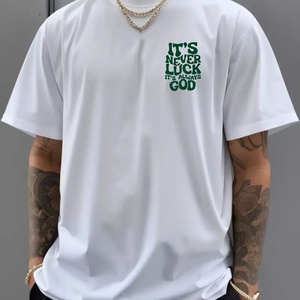Summer New Men's Casual Round Neck T-Shirt with English Letter Pattern Short Sleeve Top for Men - Product Image 5