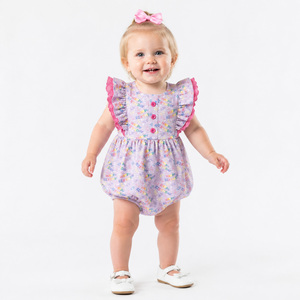 Offerta Speciale: Tutina a Bolle Viola per Bambine con Stampa '<span class=keywords><strong>Buon</strong></span> Compleanno', 0-18 Mesi, con Volant in Pizzo e Spalline, in Morbido Cotone per Feste, Vendita all'Ingrosso - Product Image 5